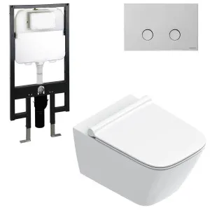 Catalano Green Wall Hung Toilet Seat With Soft-Close Slim Seat Gloss White - Includes Rogerseller Cistern & Flushplate Chrome WHGWSLCH GREENWHGWSLCH by Catalano, a Toilets & Bidets for sale on Style Sourcebook