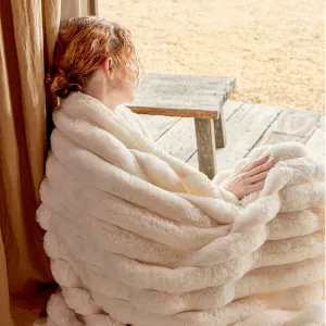 Muse Copenhagen Faux Fur Extra Large Throw Ivory by Muse, a Throws for sale on Style Sourcebook