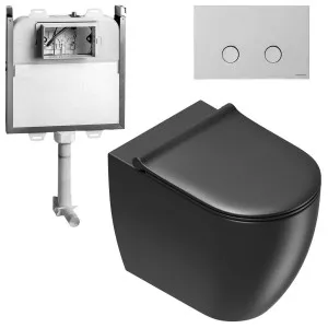 Catalano Sfera Wall Faced Toilet Suite With Slim Seat Matte Black - Includes Rogerseller Cistern & Flushplate Chrome SFERAWFSMBCH by Catalano, a Toilets & Bidets for sale on Style Sourcebook