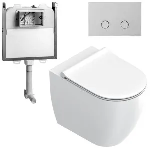 Catalano Sfera Wall Faced Toilet Suite With Slim Seat Matte White - Includes Rogerseller Cistern & Flushplate Chrome SFERAWFSMWCH by Catalano, a Toilets & Bidets for sale on Style Sourcebook