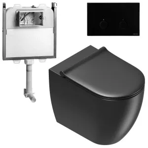 Catalano Sfera Wall Faced Toilet Suite With Slim Seat Matte Black - Includes Rogerseller Cistern & Flushplate Matte Black SFERAWFSMBMB by Catalano, a Toilets & Bidets for sale on Style Sourcebook