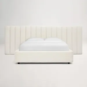 Arlo Storage Double Bed (Tufted Wide Headboard) Frame, Ivory, by Lounge Lovers by Lounge Lovers, a Beds & Bed Frames for sale on Style Sourcebook