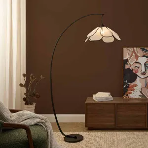 Petal Arched Marble Base Floor Lamp - Black - Mocka by Mocka., a Lamps for sale on Style Sourcebook