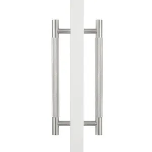 Brushed Nickel Knurled Back to Back Door Pull - Charmian by Manovella, a Door Hardware for sale on Style Sourcebook