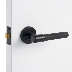Matt Black Knurled Privacy Door Handle - Rosedale by Manovella, a Door Hardware for sale on Style Sourcebook
