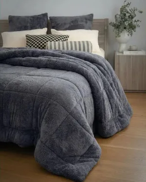 Heavy Weight Steel Charcoal Snuggle Fleece Comforter Set by null, a Quilts & Bedspreads for sale on Style Sourcebook
