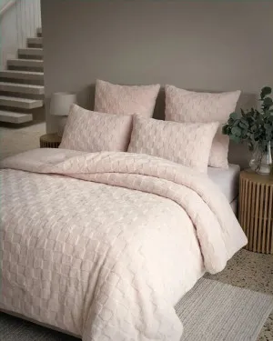 Soft Pink Checkered Snuggle Fleece Comforter Set by null, a Quilts & Bedspreads for sale on Style Sourcebook