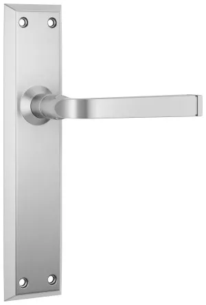 Menton Lever - Long Backplate - Satin Chrome by Tradco, a Door Hardware for sale on Style Sourcebook