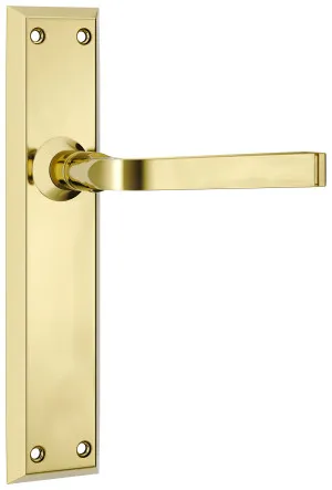 Menton Lever - Long Backplate - Polished Chrome by Tradco, a Door Hardware for sale on Style Sourcebook