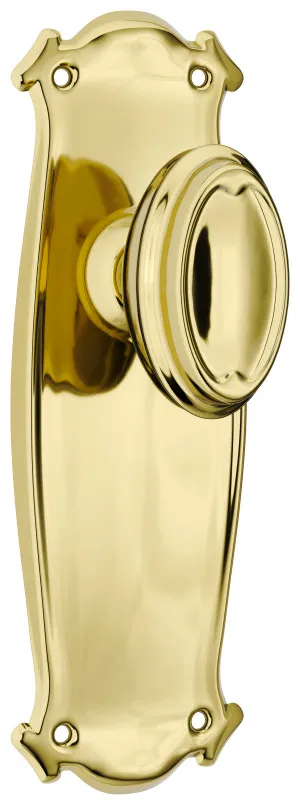 Bungalow Knob - Long Backplate - Polished Brass by Tradco, a Door Hardware for sale on Style Sourcebook