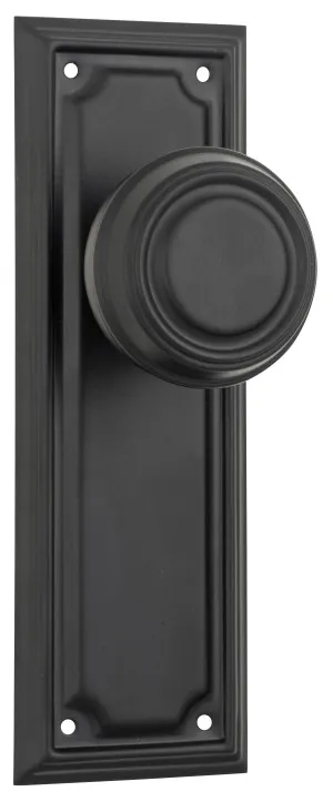 Edwardian Knob - Long Backplate - Matt Black by Tradco, a Door Hardware for sale on Style Sourcebook