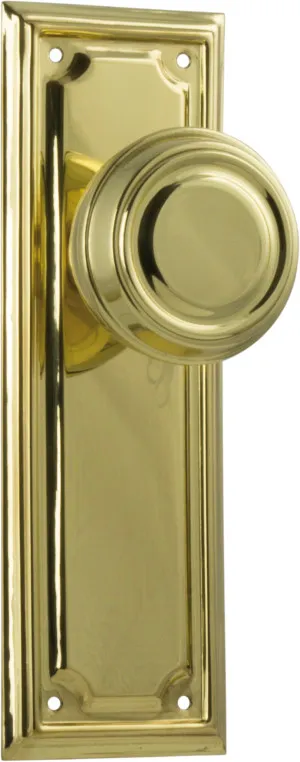 Edwardian Knob - Long Backplate - Polished Brass by Tradco, a Door Hardware for sale on Style Sourcebook