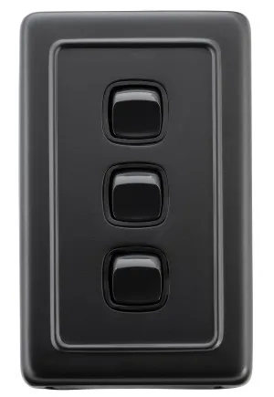 3 Flat Plate Toggle Switches - Matt Black by Tradco, a Lighting Accessories for sale on Style Sourcebook