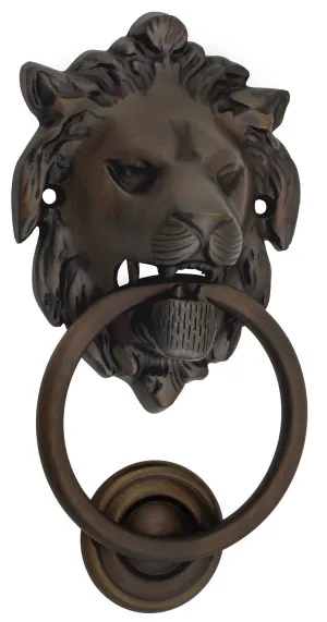 Lion Door Knocker - Antique Brass by Tradco, a Door Hardware for sale on Style Sourcebook
