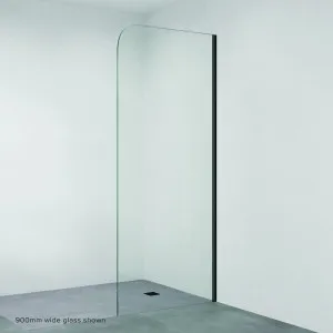 Curved Edge Fixed Frameless Glass Shower Panel with Channel, Matte Black by Fienza, a Shower Screens & Enclosures for sale on Style Sourcebook