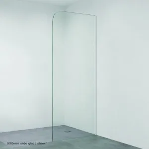 Curved Edge Fixed Frameless Glass Shower Panel with Channel, Brushed Nickel by Fienza, a Shower Screens & Enclosures for sale on Style Sourcebook