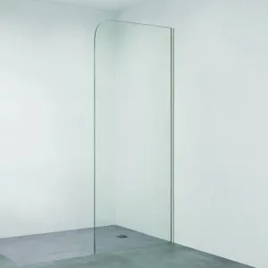 Curved Edge Fixed Frameless Glass Shower Panel with Channel, Gun Metal by Fienza, a Shower Screens & Enclosures for sale on Style Sourcebook