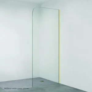 Curved Edge Fixed Frameless Glass Shower Panel with Channel, Brushed Gold by Fienza, a Shower Screens & Enclosures for sale on Style Sourcebook