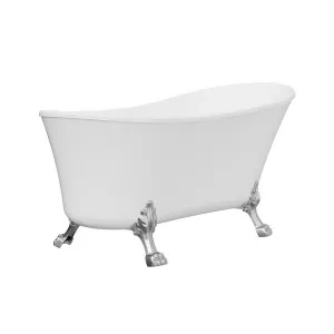 Clawfoot Freestanding Acrylic Bath, 1500mm, Brushed Nickel Feet by Fienza, a Bathtubs for sale on Style Sourcebook
