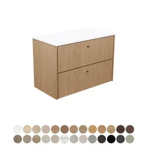 Salisbury 900 Wall Hung, Cabinet, Satori Warm Grey Moulded Basin Top by Fienza, a Vanities for sale on Style Sourcebook