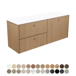 Salisbury 1500 Single Bowl Wall Hung Cabinet, Right Bowl, Solid Surface or Silica Free Stone Top by Fienza, a Vanities for sale on Style Sourcebook