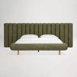 Arlo Floating Queen Bed with Tufted Wide Headboard Frame, Green, by Lounge Lovers by Lounge Lovers, a Beds & Bed Frames for sale on Style Sourcebook