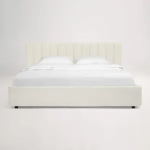 Arlo Storage King Bed with Tufted Headboard Frame, Ivory, by Lounge Lovers by Lounge Lovers, a Beds & Bed Frames for sale on Style Sourcebook