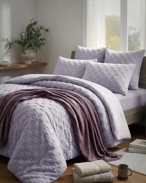 Lavender Checkered Snuggle Fleece Comforter Set by null, a Quilts & Bedspreads for sale on Style Sourcebook