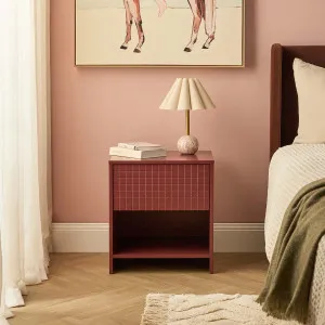 Drew Checkerboard Bedside Table - Shiraz - Mocka by Mocka., a Side Table for sale on Style Sourcebook