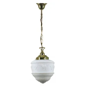 Senator 8'' Opal Matte Single Chain Suspension, Polished Brass by Lighting Inspirations, a null for sale on Style Sourcebook