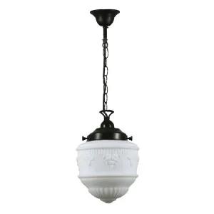 Senator 8'' Opal Matte Single Chain Suspension, Patina by Lighting Inspirations, a null for sale on Style Sourcebook