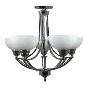 Houston 5 Light Flush Pendant, Chrome by Lighting Inspirations, a null for sale on Style Sourcebook