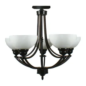 Houston 5 Light Flush Pendant, Bronze by Lighting Inspirations, a null for sale on Style Sourcebook