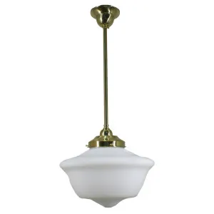 Victorian Schoolhouse 12'' Opal Matte on Rod Set 1/2'' x 1/2m, Polished Brass by Lighting Inspirations, a null for sale on Style Sourcebook