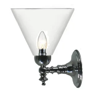 Koscina Wall Light with Cono Clear Shade, Chrome by Lighting Inspirations, a Wall Lighting for sale on Style Sourcebook