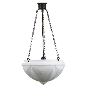 Empire 14'' Opal Matte on 3 Chain Suspension, Patina by Lighting Inspirations, a null for sale on Style Sourcebook