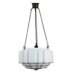 St Kilda 14'' Opal Matte on 3 Chain Suspension, Patina by Lighting Inspirations, a null for sale on Style Sourcebook