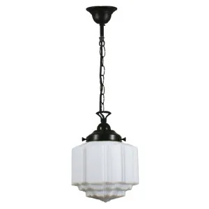 St Kilda 8'' Opal Matte on Single Chain Suspension, Patina by Lighting Inspirations, a null for sale on Style Sourcebook