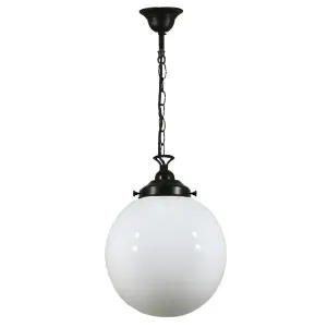 Sphere 10'' Opal Gloss On Single Chain Suspension, Patina by Lighting Inspirations, a null for sale on Style Sourcebook