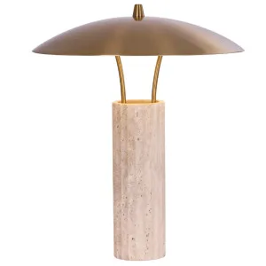 CLA Paraccu Travertine LED Touch Table Lamp with Brass Shade - Beige by Compact Lamps Australia, a Lamps for sale on Style Sourcebook