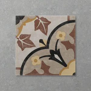 Antica Ivy Black Tan (Matt) 200x200 by Sanctuary Makers, a Encaustic Tiles for sale on Style Sourcebook