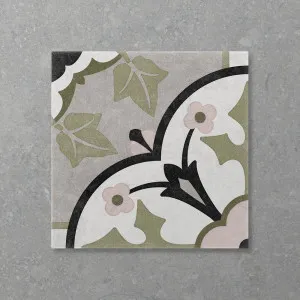 Antica Ivy Olive Ash Pink (Matt) 200x200 by Sanctuary Makers, a Encaustic Tiles for sale on Style Sourcebook