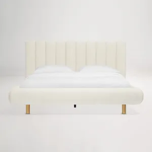 Arlo Floating Queen Bed with Tufted Headboard Frame, Ivory, by Lounge Lovers by Lounge Lovers, a Beds & Bed Frames for sale on Style Sourcebook