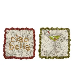 Set/2 Ciao Martini Beaded Coasters 10cm by Coast to Coast, a Tableware for sale on Style Sourcebook