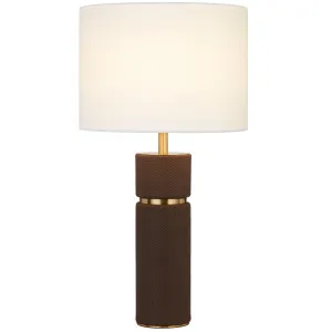 Telbix Valda Textured Vegan Leather Table Lamp - Brown by Telbix, a Lamps for sale on Style Sourcebook
