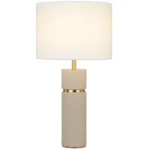 Telbix Valda Textured Vegan Leather Table Lamp - Taupe by Telbix, a Lamps for sale on Style Sourcebook