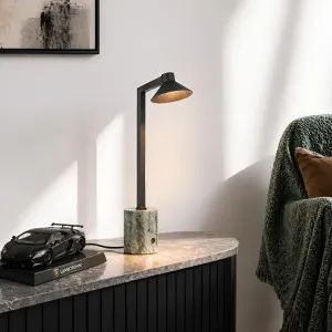 Telbix Satrom Architectural LED Table Lamp with Marble Base - Black with Green by Telbix, a Lamps for sale on Style Sourcebook