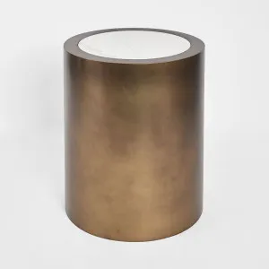 Gordon Drum Side Table
 Brass/White Stone by Florabelle Living, a Coffee Table for sale on Style Sourcebook