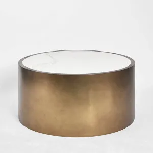Gordon Drum Coffee Table Brass/White Stone by Florabelle Living, a Coffee Table for sale on Style Sourcebook