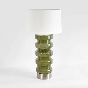 Remy Green Glass Table Lamp & White Shade by Emac & Lawton, a Table & Bedside Lamps for sale on Style Sourcebook